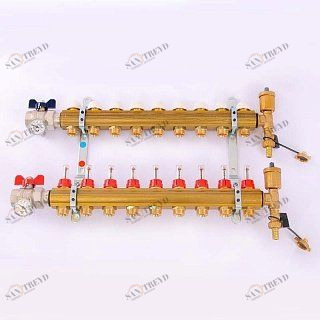 Колл. группа TIEMME 1"x3/4" ЕК 9 выходов с термостатическими вентилями 3870042