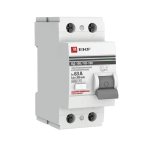 УЗО EKF ВД-100 2P 63 А 300 мА 4.5 кА АС elcb-2-63-300-em-pro 82423030 STLM-2090503