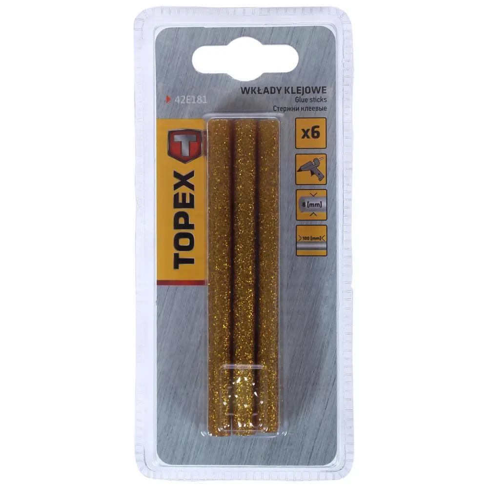 Клеевые стержни 8x100 мм золотые 6  шт TOPEX STLM-2172334 - Вид №2