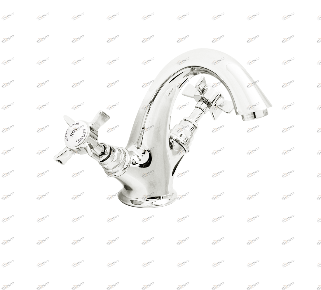 Gentry Home Смеситель для раковины Style на три отверстия с всплывающей пастой Ascot Никель GH101439 