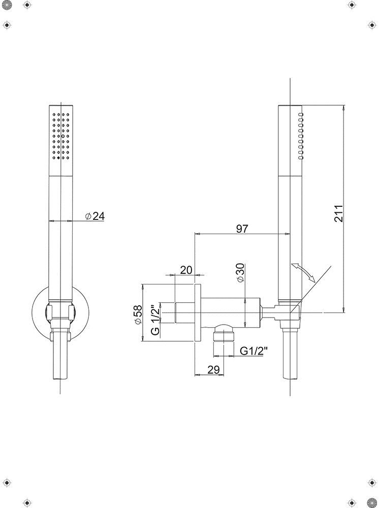 Paini - 53CR440TP4 душевой гарнитур для встраиваемого смесителя  - Вид №6
