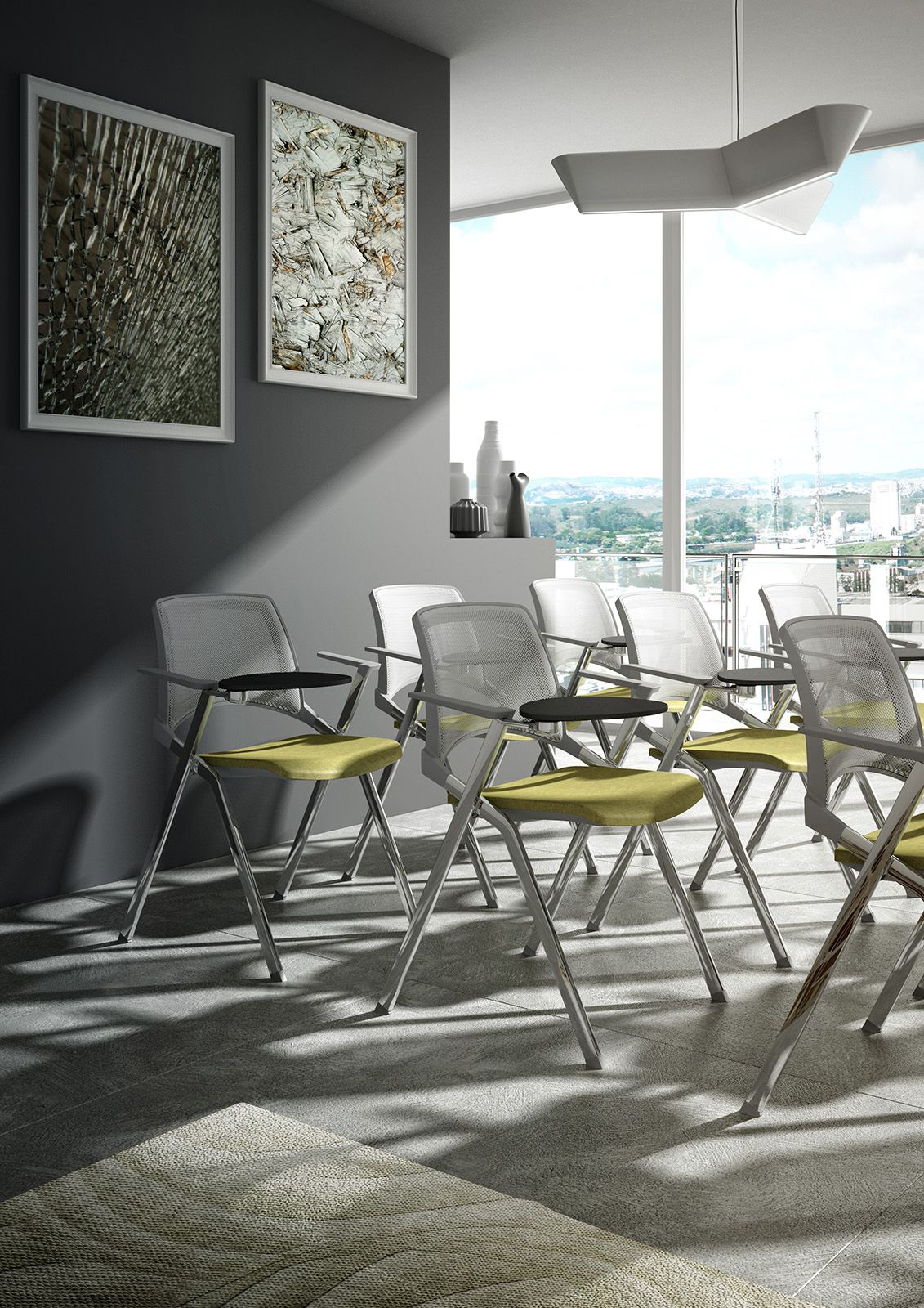 Стул из хромированной стали и ткани с подлокотниками Leyform Key Ok ARCH-00014198