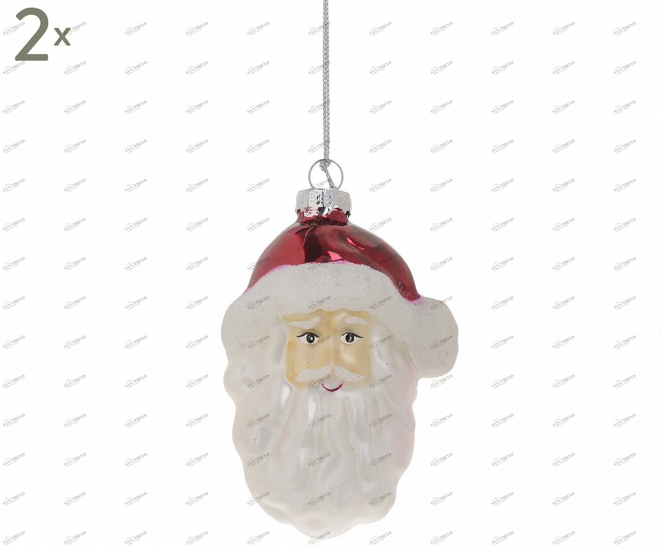 Набор елочных игрушек "Санта", 2 штуки TO4ROOMS НОВОГОДНИЙ ДЕКОР 00-3831204 Белый 