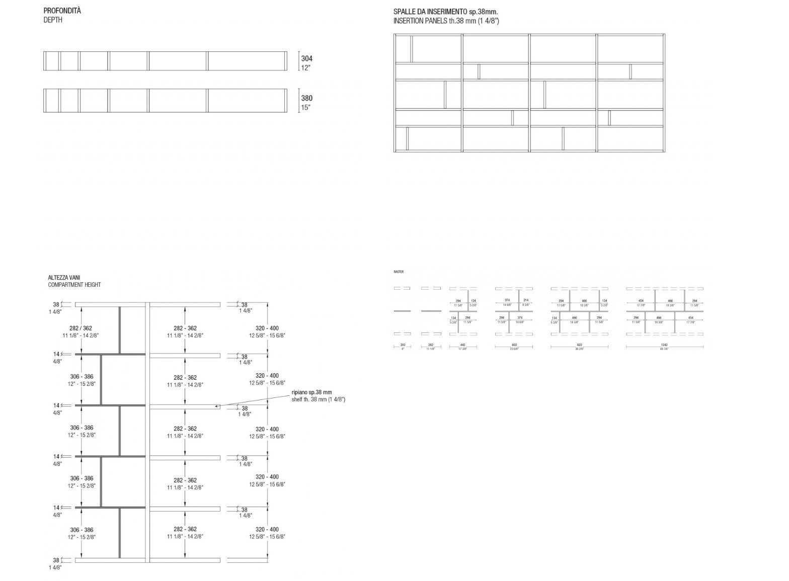 Подвесная секционная Книжная полка с ящиками MisuraEmme CROSSING ARCH-00083385 - Вид №3