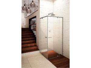 Стеклянная угловая душевая кабина с распашной дверью