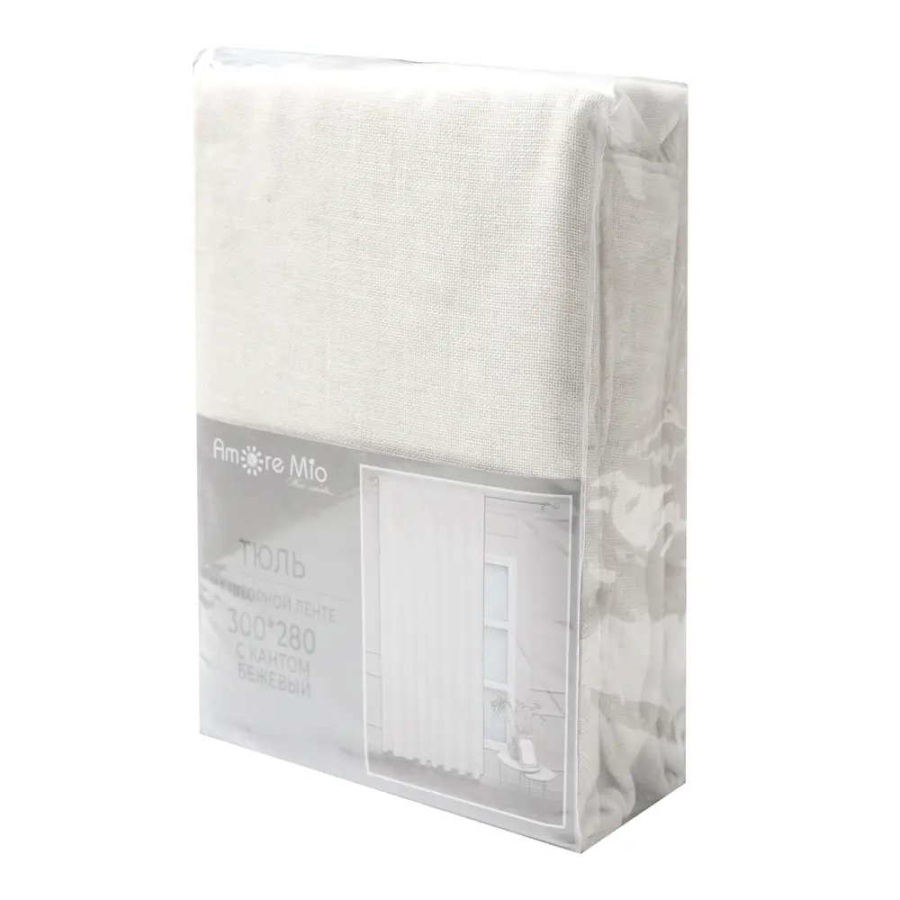 AMORE MIO Штора неоклассика бежевая на ленте для спальни 89433200 STLM-1582620 - Вид №7