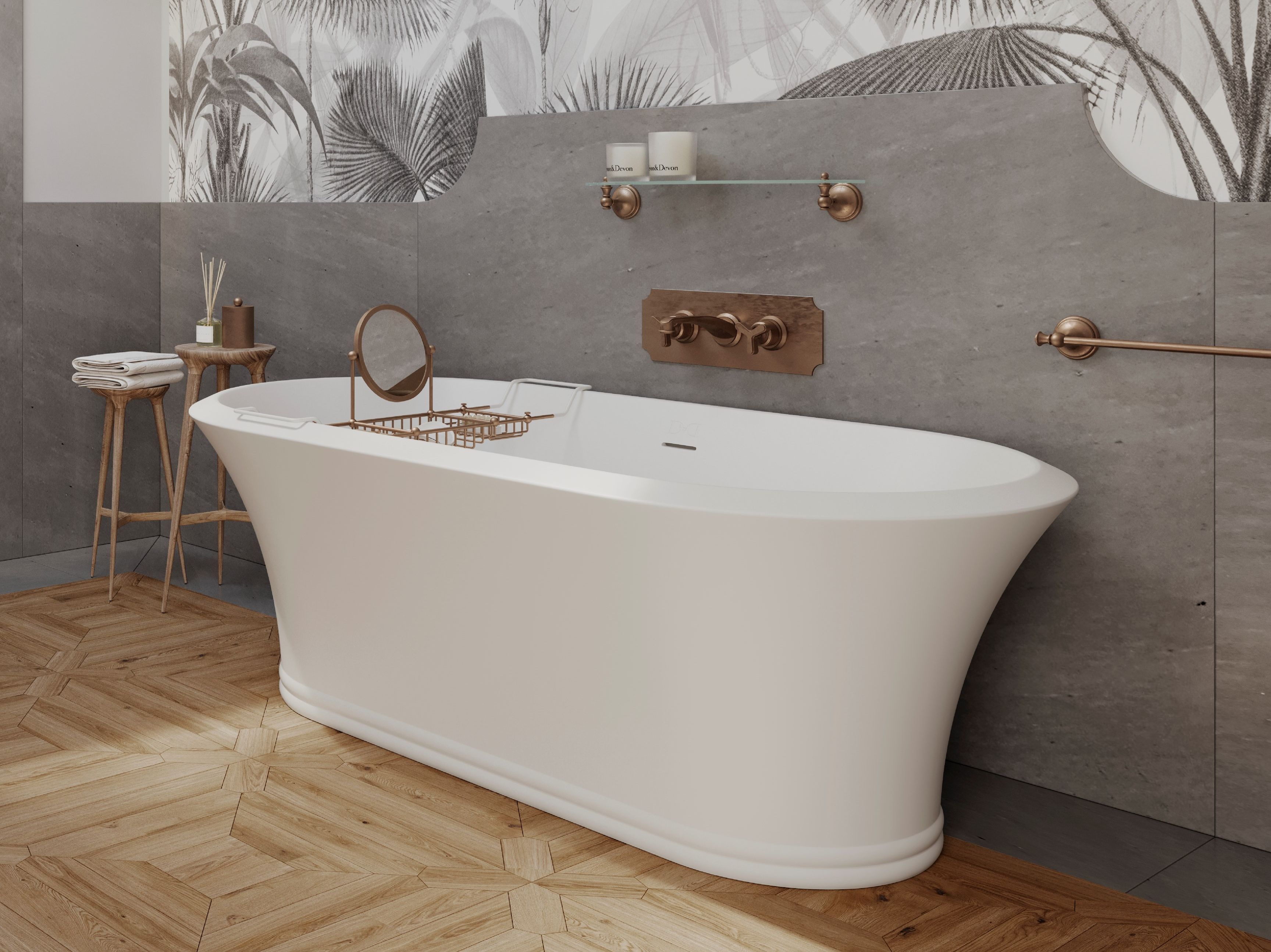 Овальная ванна в центре комнаты в White Tec Plus Devon&Devon Kalos ARCH-00115261 - Вид №1