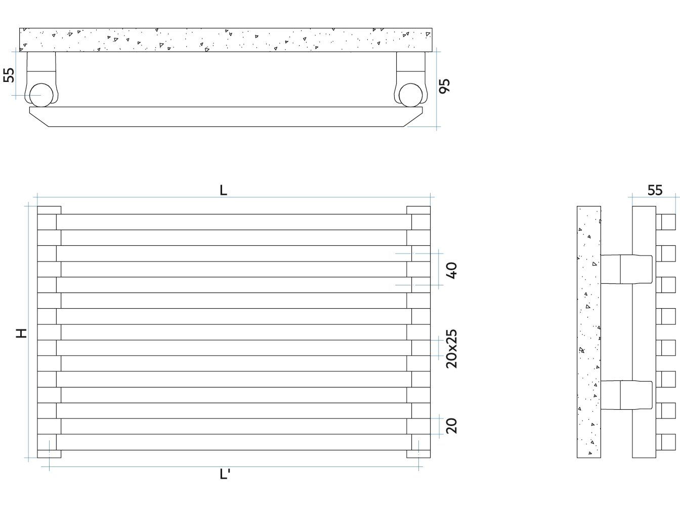 Стальной модульный горизонтальный мебельный радиатор Irsap Sax ARCH-00094109 - Вид №4