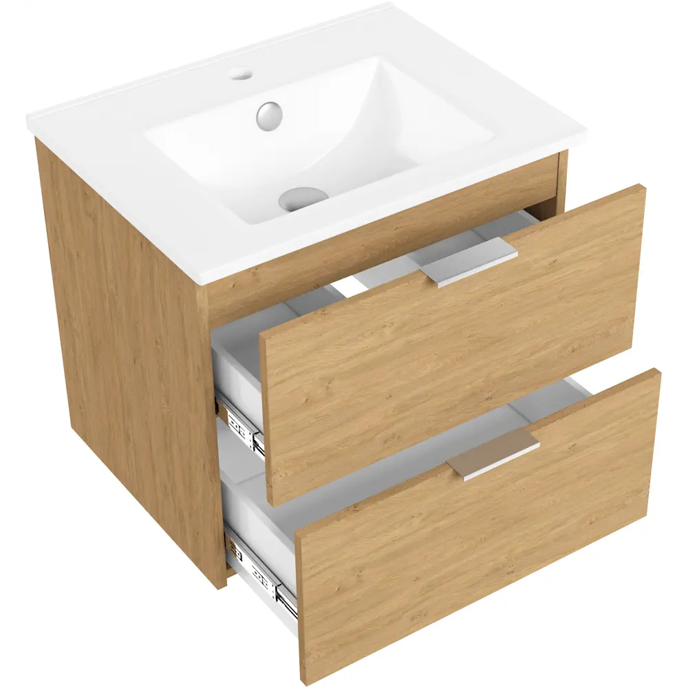 Тумба под раковину подвесная Sensea Essential 60 см цвет дуб STLM-2133366 - Вид №4