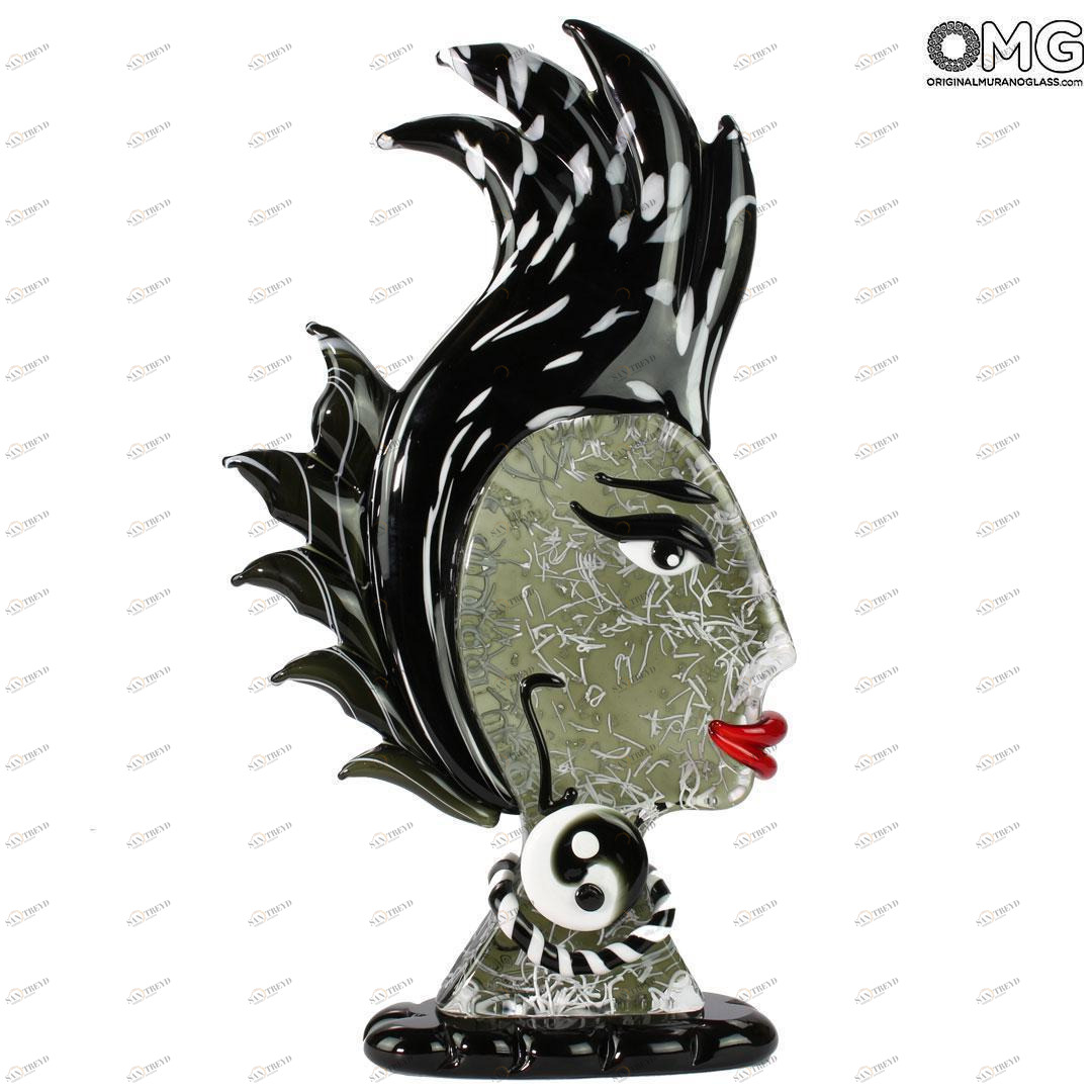 4735 ORIGINALMURANOGLASS Скульптура Голова Женщины - Pop Art - Original Murano Glass OMG 21 см PICASSO
