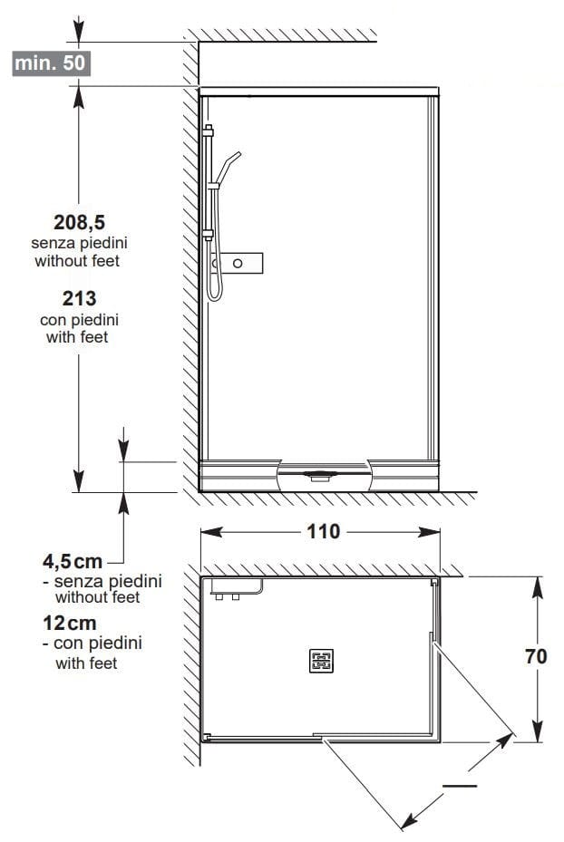 Прямоугольная угловая душевая кабина с раздвижной дверью Kinedo K500 ARCH-00055391 - Вид №3