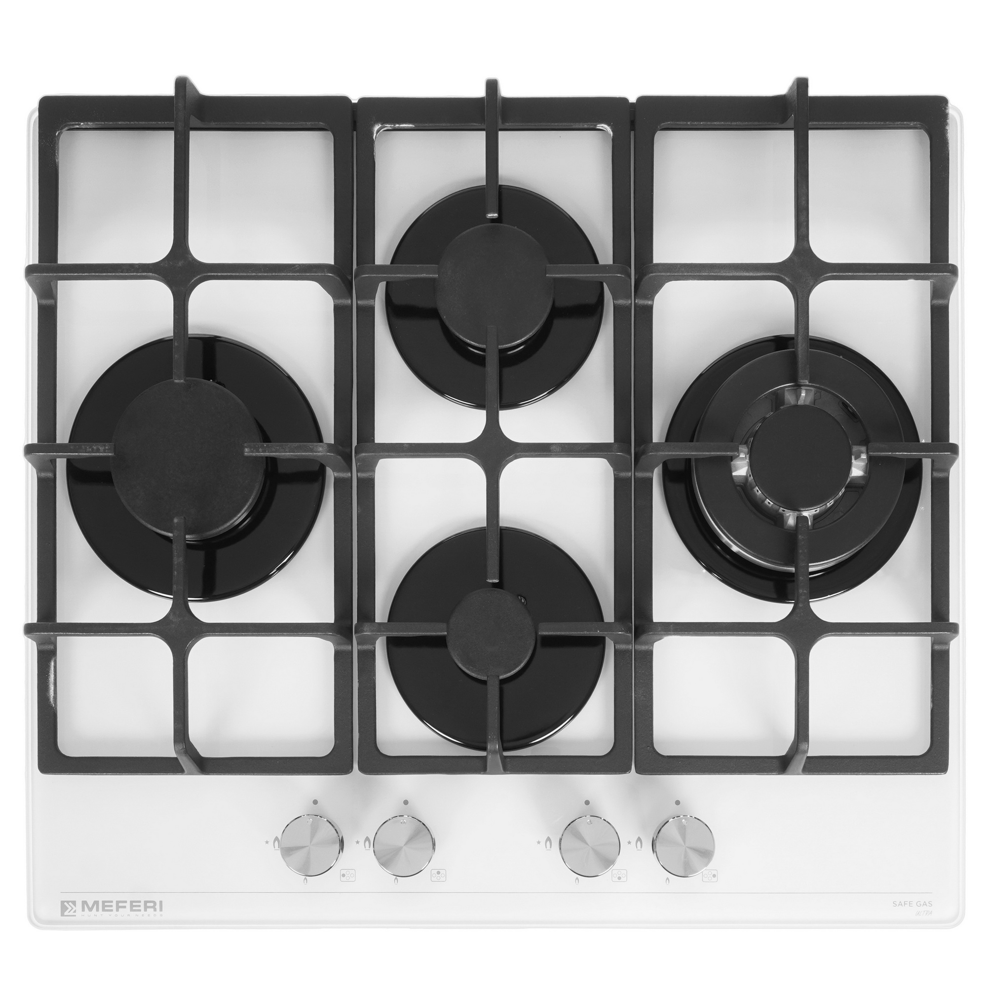 9168785 Газовая варочная поверхность Meferi MGH604WH GLASS ULTRA STDN-0102950