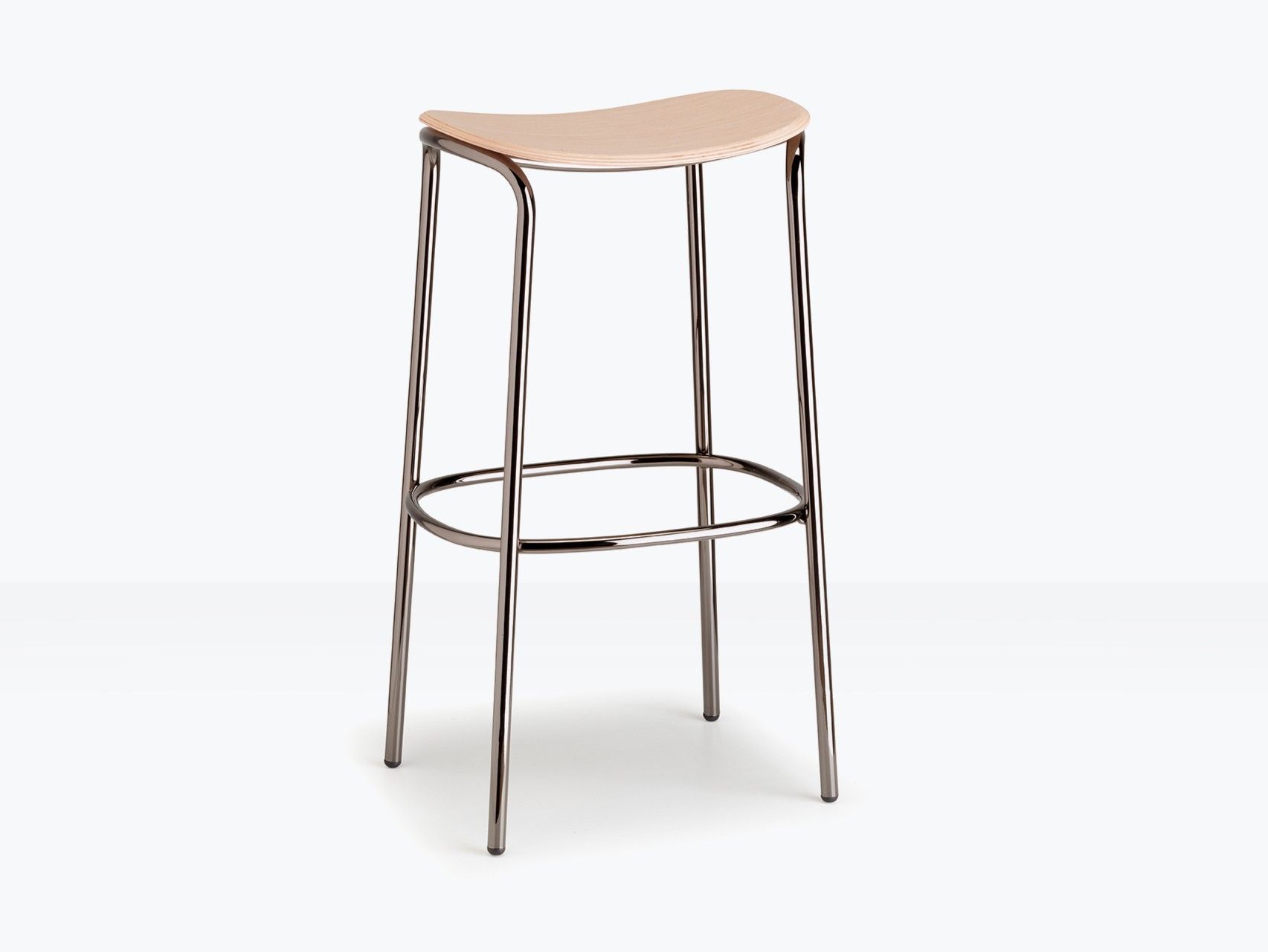 Высокий стальной стул с дубовым сиденьем S-CAB Trick ARCH-00023197