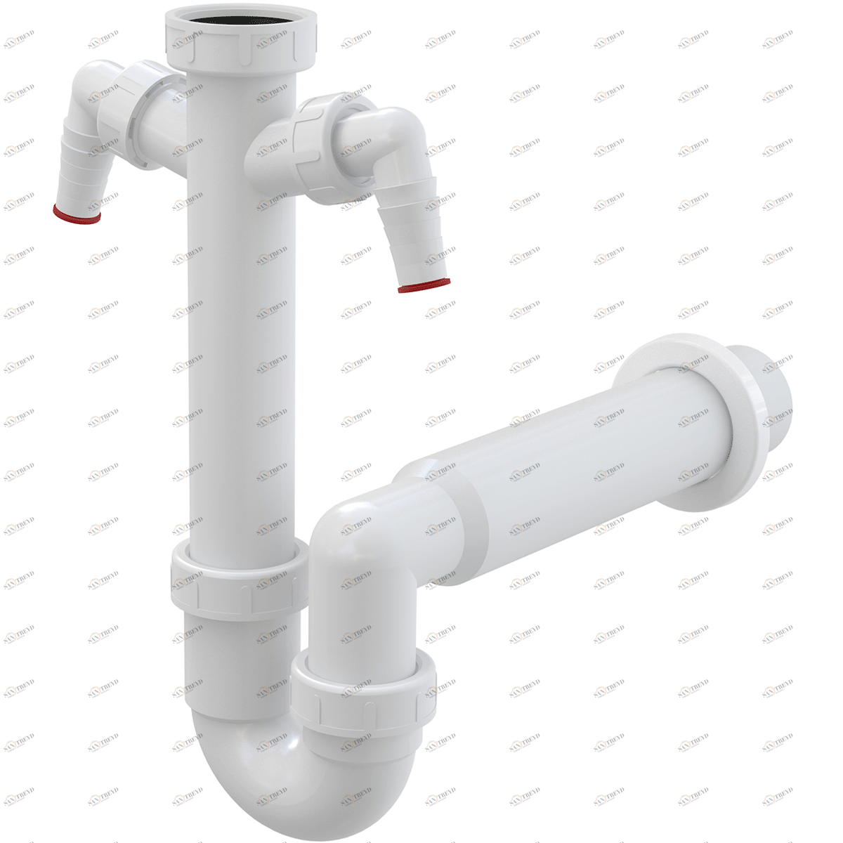 Сифон трубчатый с накидной гайкой 6/4" и двумя штуцерами ALCAPLAST A82DN50