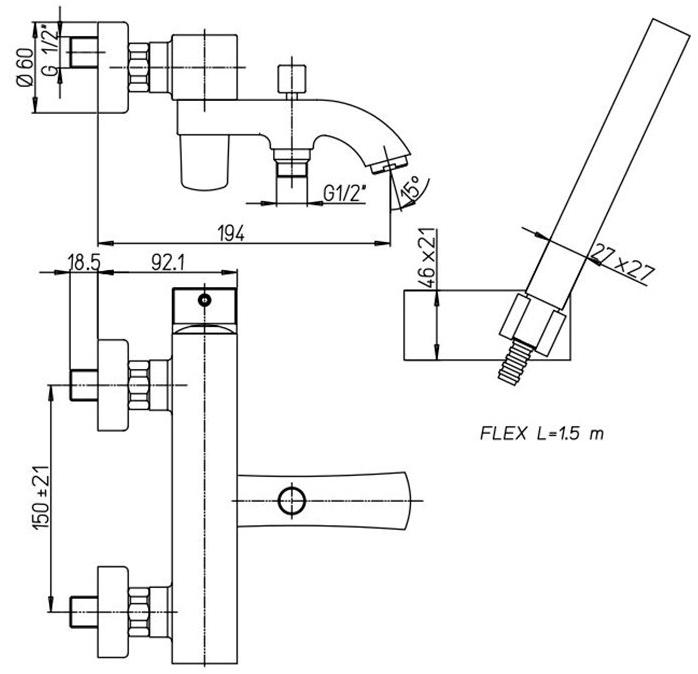 Paini Lady 89YO105KM смеситель для ванны с аксессуаром - Вид №1