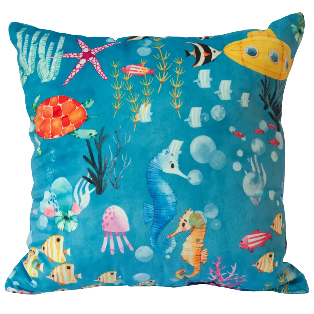 Декоративная подушка Seasons Рыбы 40x40 см цвет голубой STLM-2112350