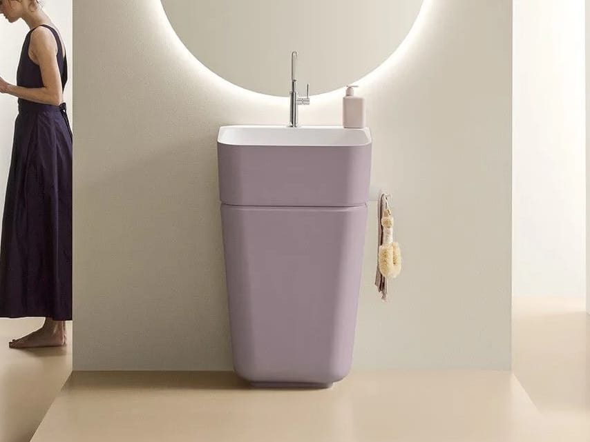 Керамическая отдельно стоящая раковина с держателем для полотенец ARBLU ARCH-00123521