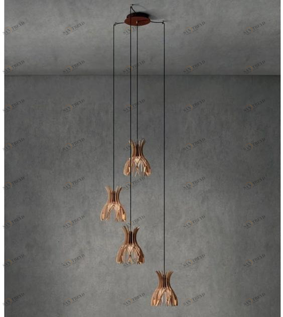 BOVER Led подвесной светильник из дерева Dome S/20/4l