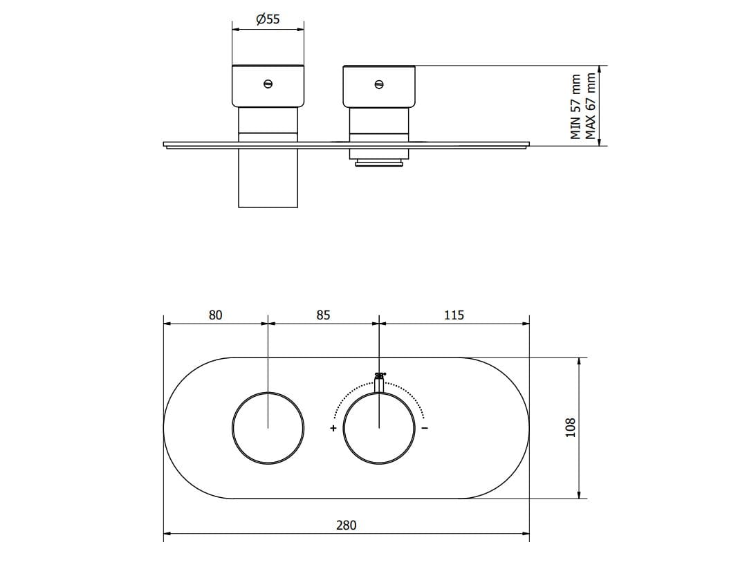 Термостатический смеситель для душа с 2 отверстиями из мрамора IB Aqua ARCH-00134782 - Вид №2