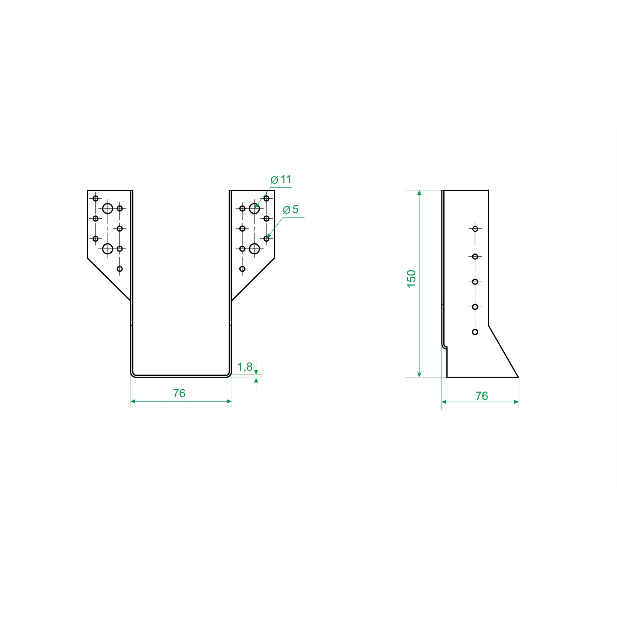 84857901 Опора балки раскрытая 76х150х1,8 Santreyd  - Вид №2