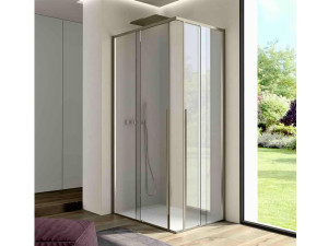 Алюминиевая и стеклянная угловая душевая кабина с раздвижной дверью
