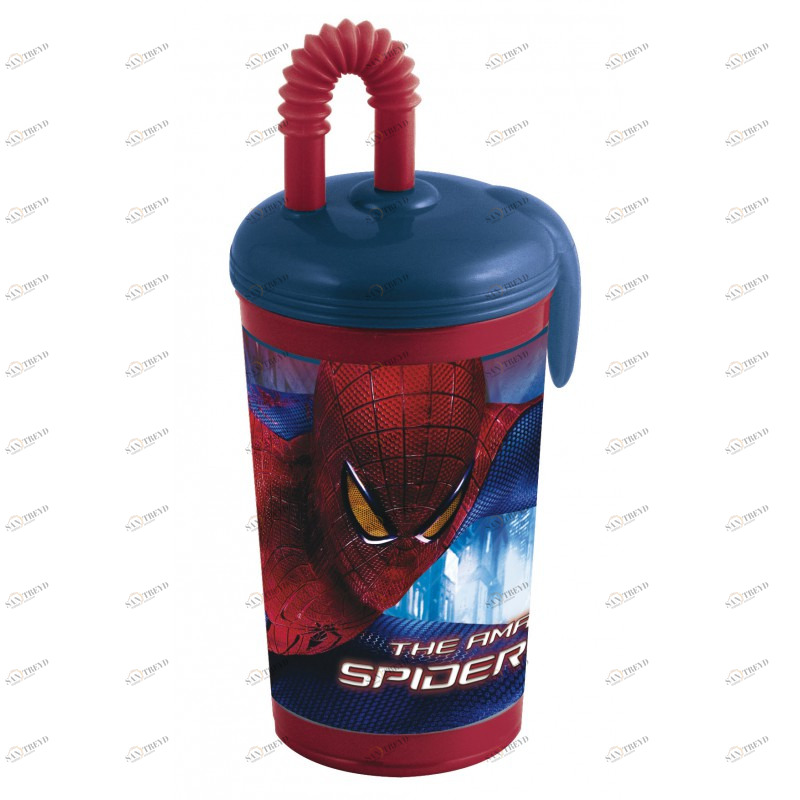 Стакан с соломинкой "Человек-паук", 450 мл STOR ЧЕЛОВЕК-ПАУК 336009 Синий Santreyd 