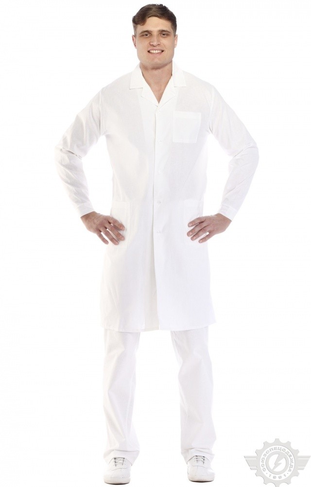 61719 Халат мужской белый  Медицинская одежда  размер 44-46/158-164 Спецодежда  - Вид №12