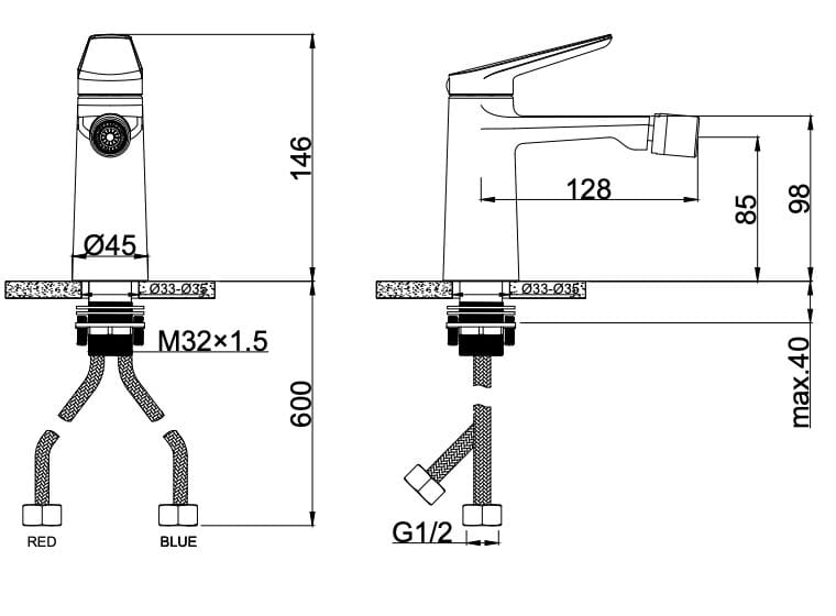 Смеситель для биде с одной ручкой Lablù больше ARCH-00111044 - Вид №2