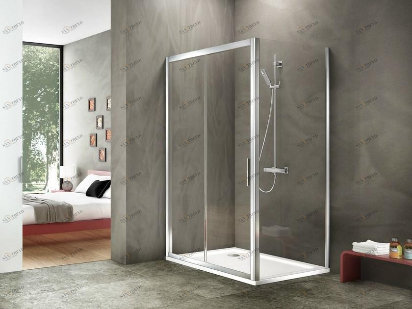 Duka Прямоугольный угловой душевой бокс из алюминия и стекла Quadra – con profili verticali e orizzontali sun-id-1434187