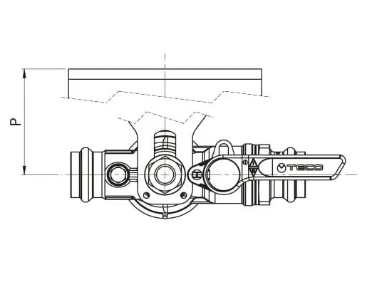 Однотрубный прямой клапан газового счетчика и запираемый блок прямая версия моноблочный пресс G-Press® TECO G6 ARCH-00140421 - Вид №1