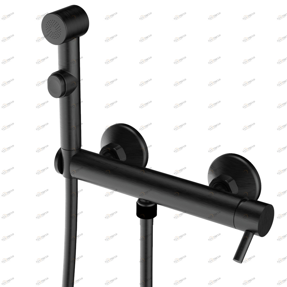 Graffio Круглый гигиенический смеситель для душа из АБС-пластика с кнопкой AIDA и опорой из АБС-пластика с межосевым расстоянием 150 мм, гибкий шланг СЕРЕБРЯНЫЙ 120 см. <br /> Также доступен с гигиеническим душем STELLA из латуни COD. SH601. SH603 