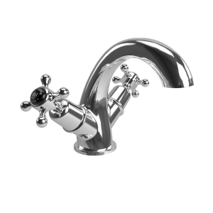 Burlington Claremont Смеситель для раковины Claremont Mono Четверть оборота с черным акцентом в Chrome CL45-QT BLA