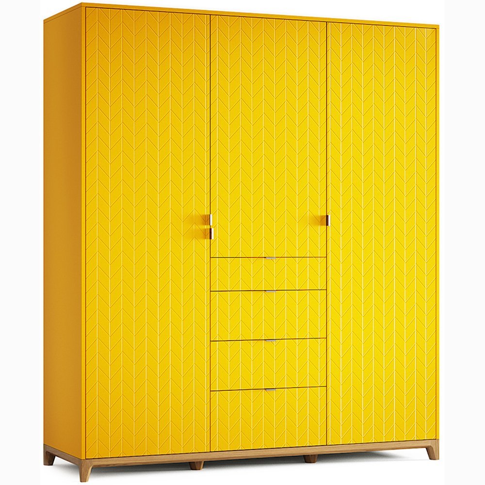 Шкаф трехстворчатый с ящиками желтый Case №2 THE IDEA  210395 Желтый  - Вид №14