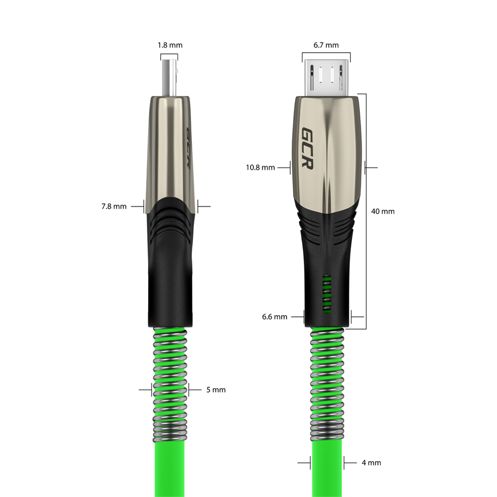 GCR-51963 Gcr кабель 1.2m microusb series mercedes & spring, green, для зарядки, no sync data, 22 awg, Greenconnect Santreyd  - Вид №5