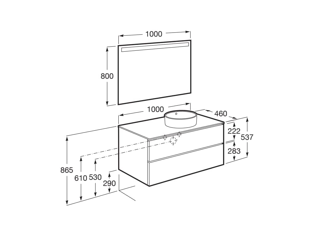 Деревянный шкаф для умывальника с зеркалом и столешницей Roca The Gap ARCH-00120591 - Вид №16