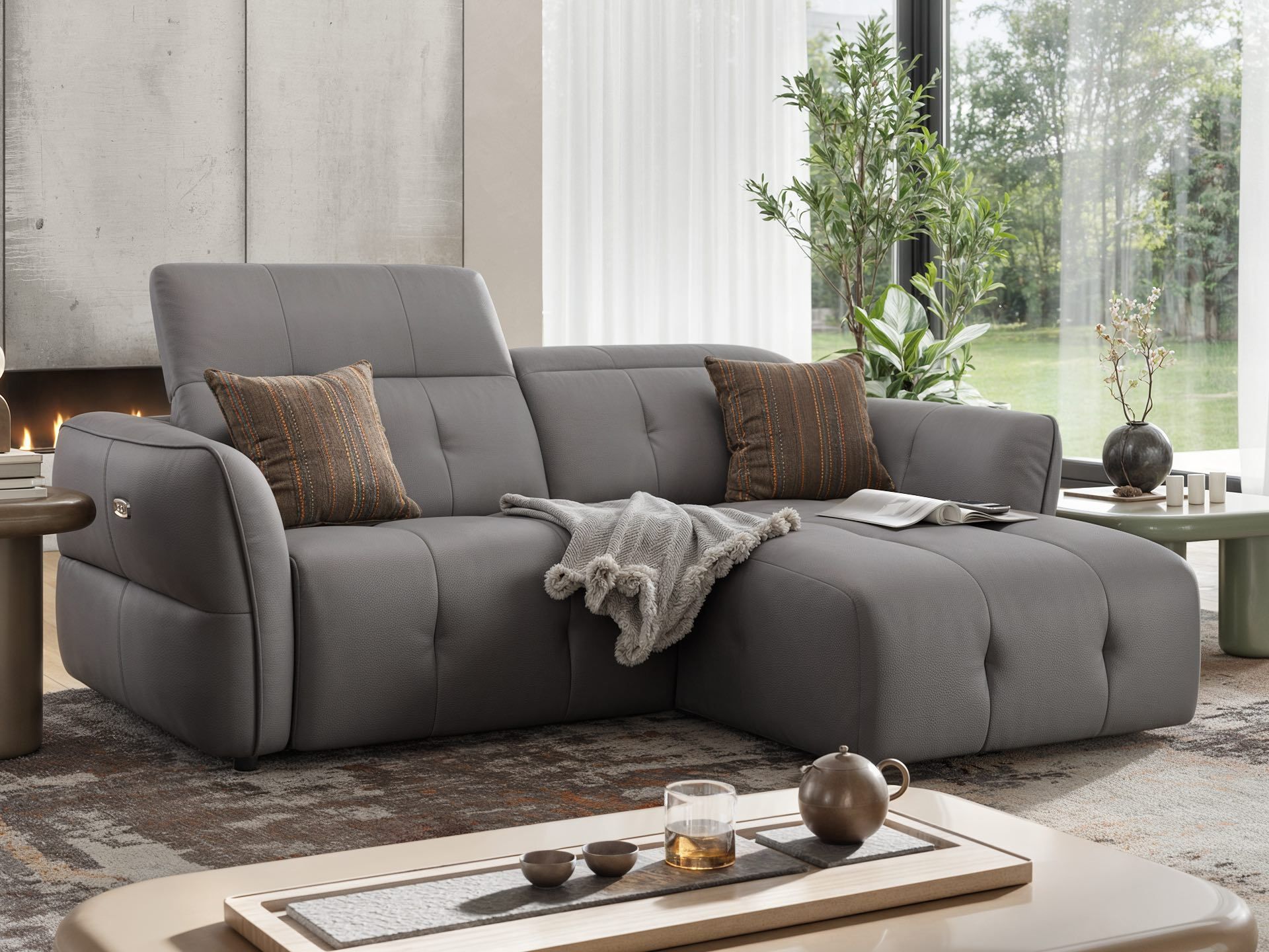 Кожаный диван с полуостровом Sofanella Maranello ARCH-00134642 - Вид №2