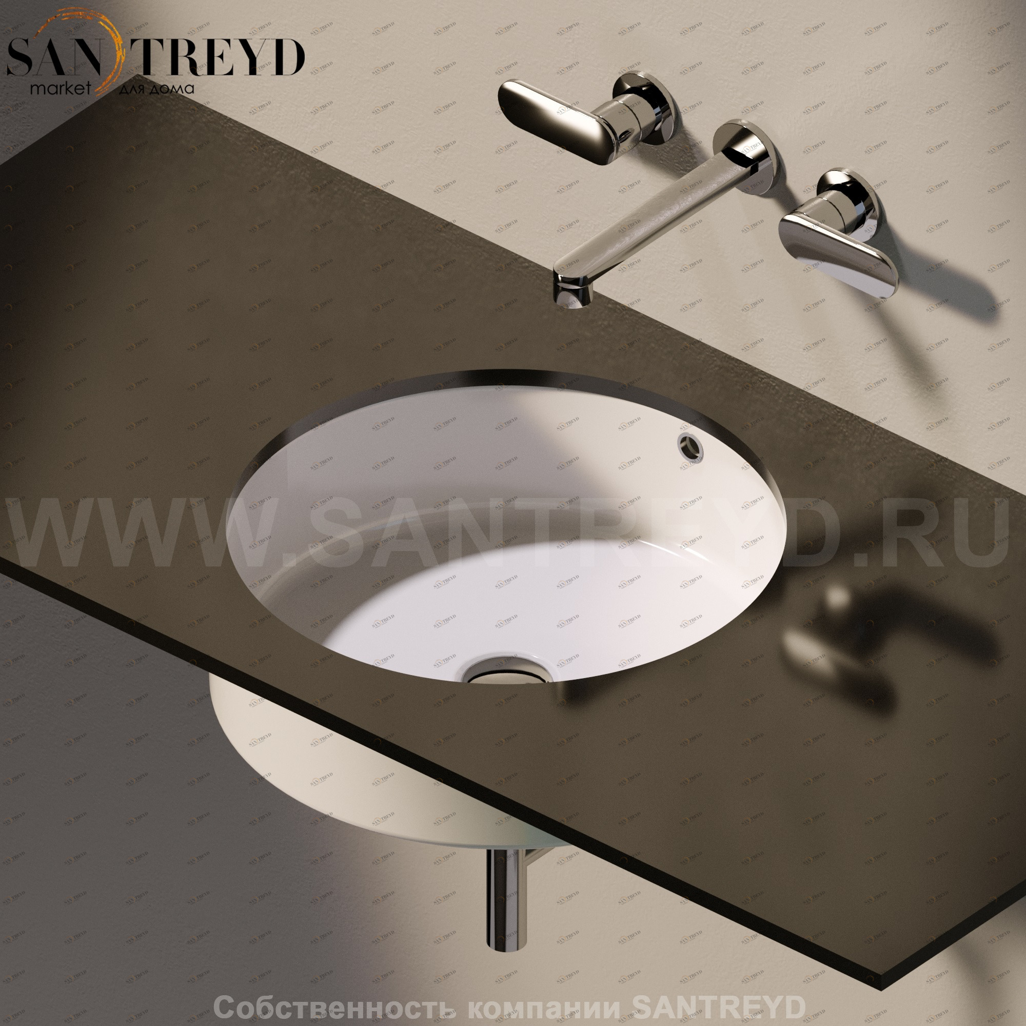 50579016 Накладная раковина под столешницу  круглая Ceramica Flaminia Twin