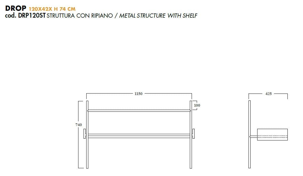 Стальная консоль для умывальника с держателем для полотенец Olympia Ceramica DROP ARCH-00046461 - Вид №6