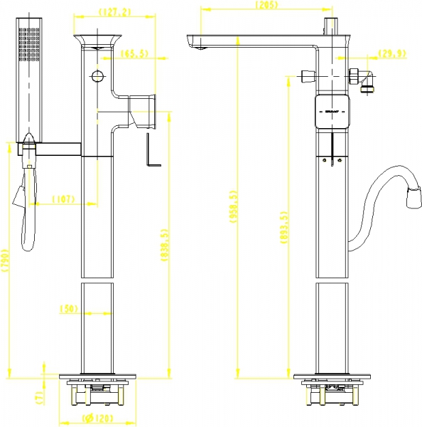 Отдельностоящий смеситель PHILLIS F656101C-B3-ENG bravat - Вид №1