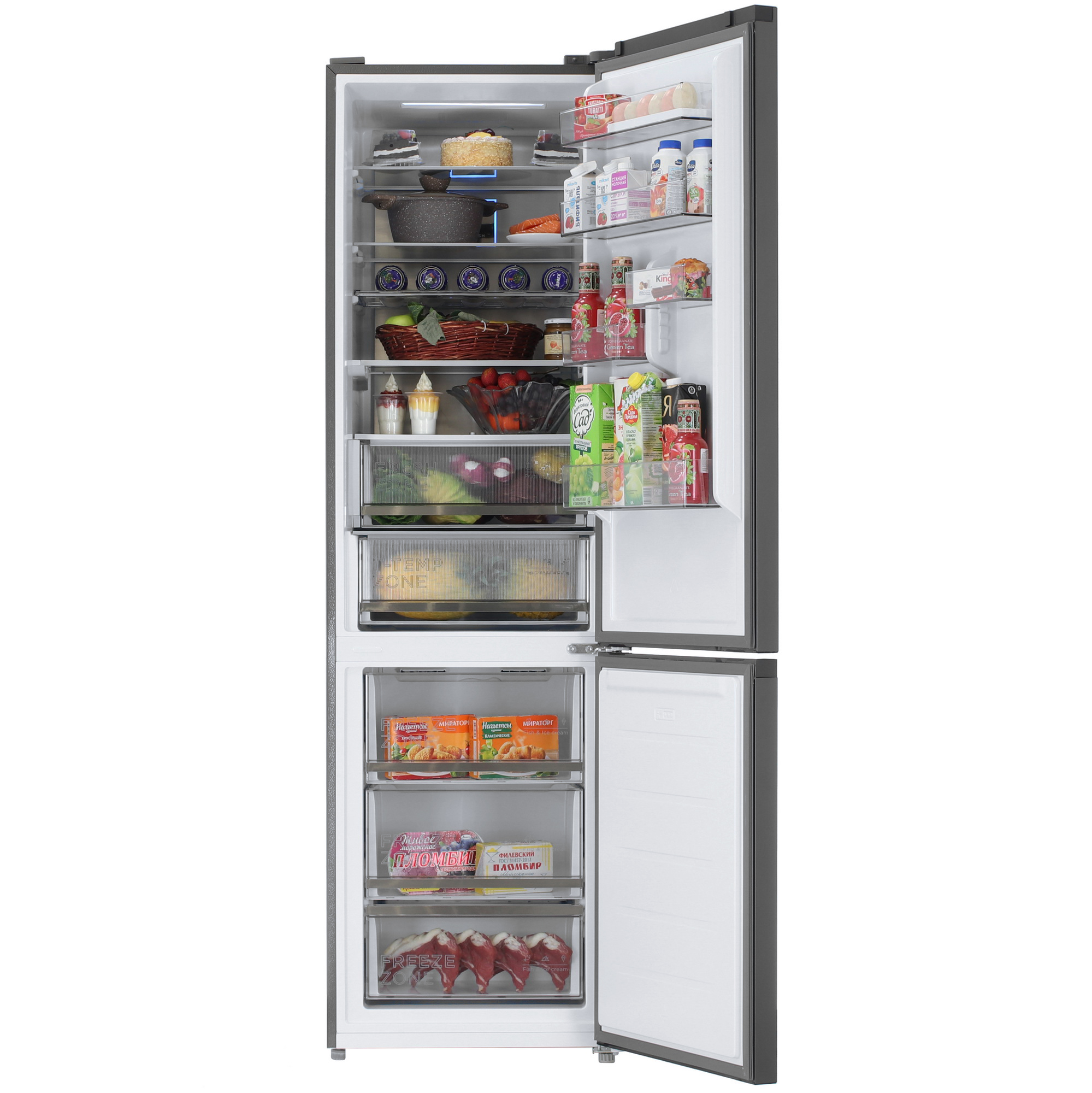 5485318 Холодильник с морозильником   TCL TRRP-387BMWDG1 серебристый STDN-0022139 - Вид №5