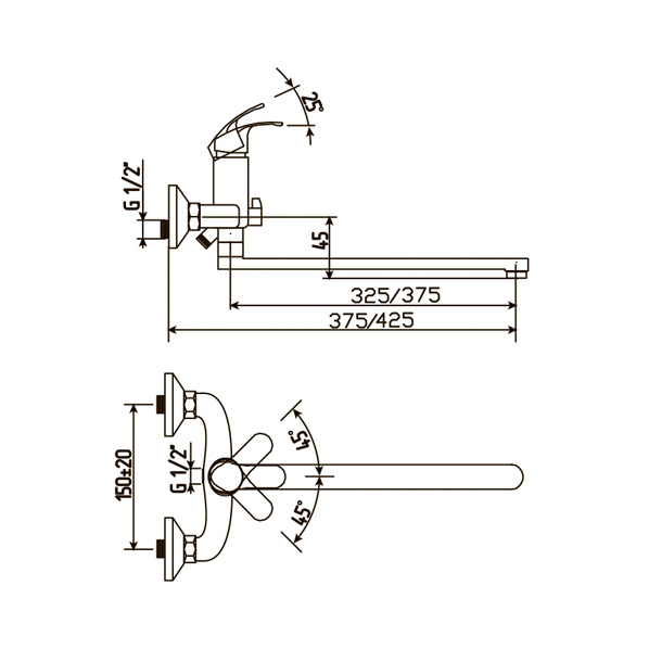 35-L35/K OKSA  Смеситель универсальный  ARGO kran 35l35koksa - Вид №1