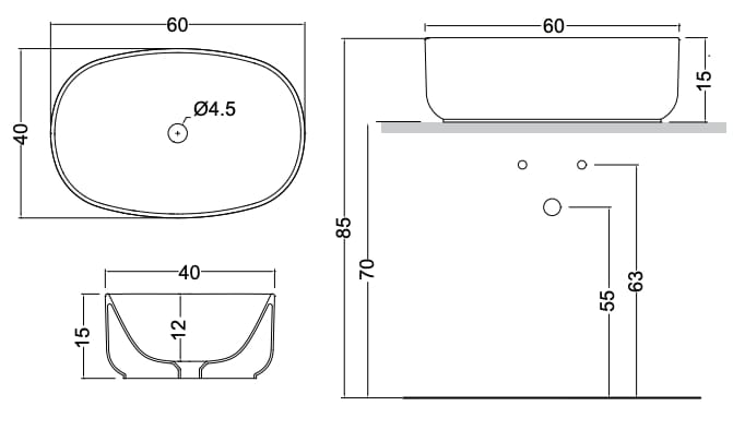 Керамическая овальная столешница Nic простой ARCH-00000354 - Вид №4