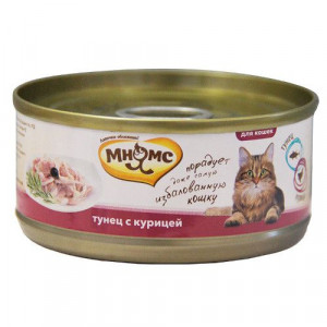 ПР0030900 Корм для кошек Тунец с курицей в нежном желе конс. 70г МНЯМС