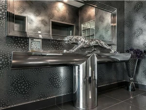 Officine Sandrini Прямоугольная консоль из нержавеющей стали и стекла Frame