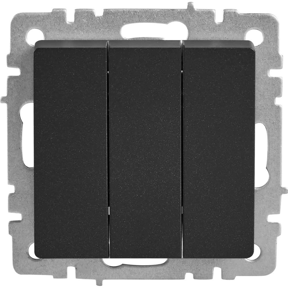 Выключатель IEK Brite трехклавишный матовый черный для современного интерьера 87761712 STLM-1102765 - Вид №1