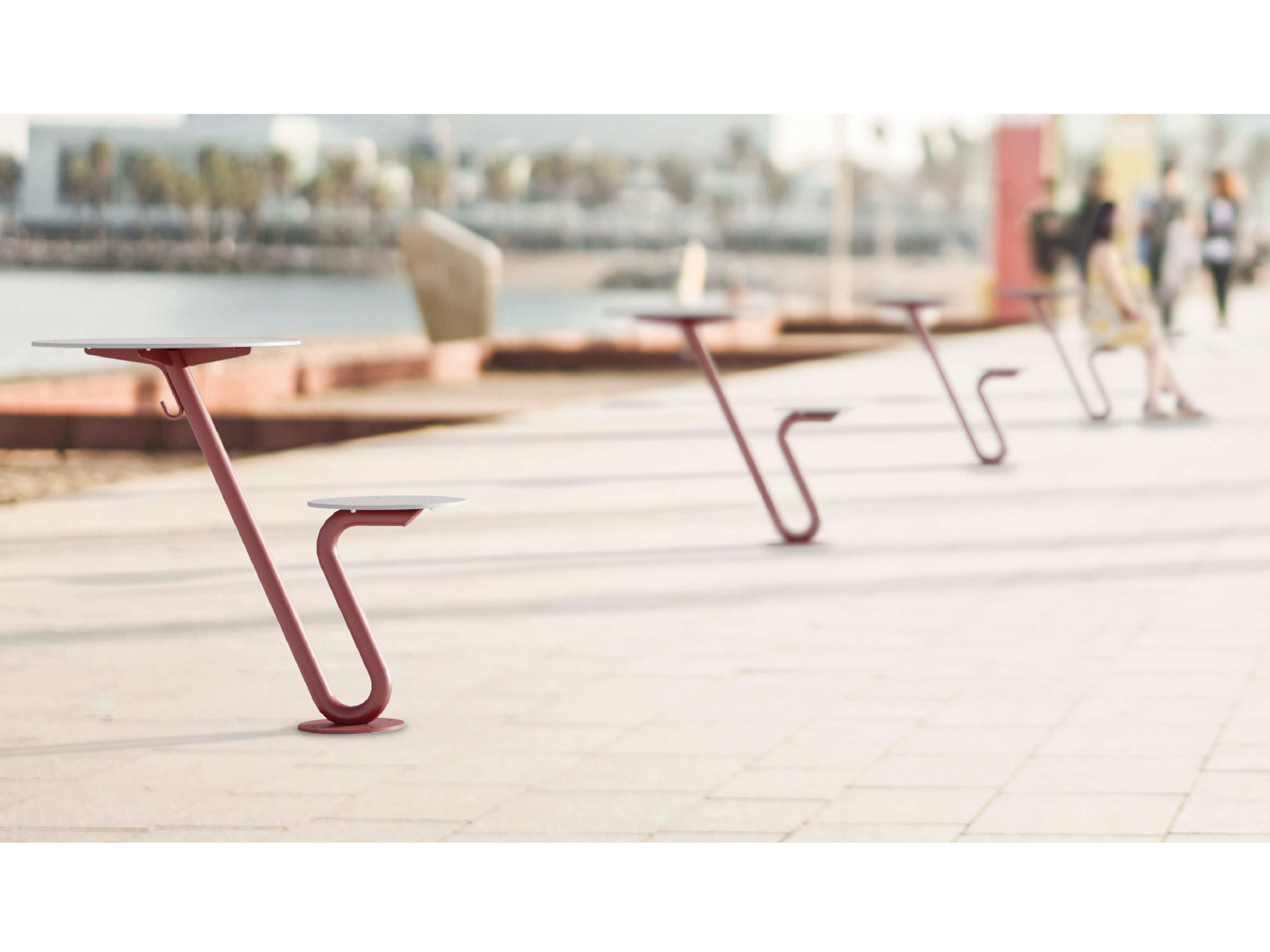 Круглый стальной стол для общественных мест со встроенным сиденьем City Design Zoid ARCH-00116455 - Вид №1