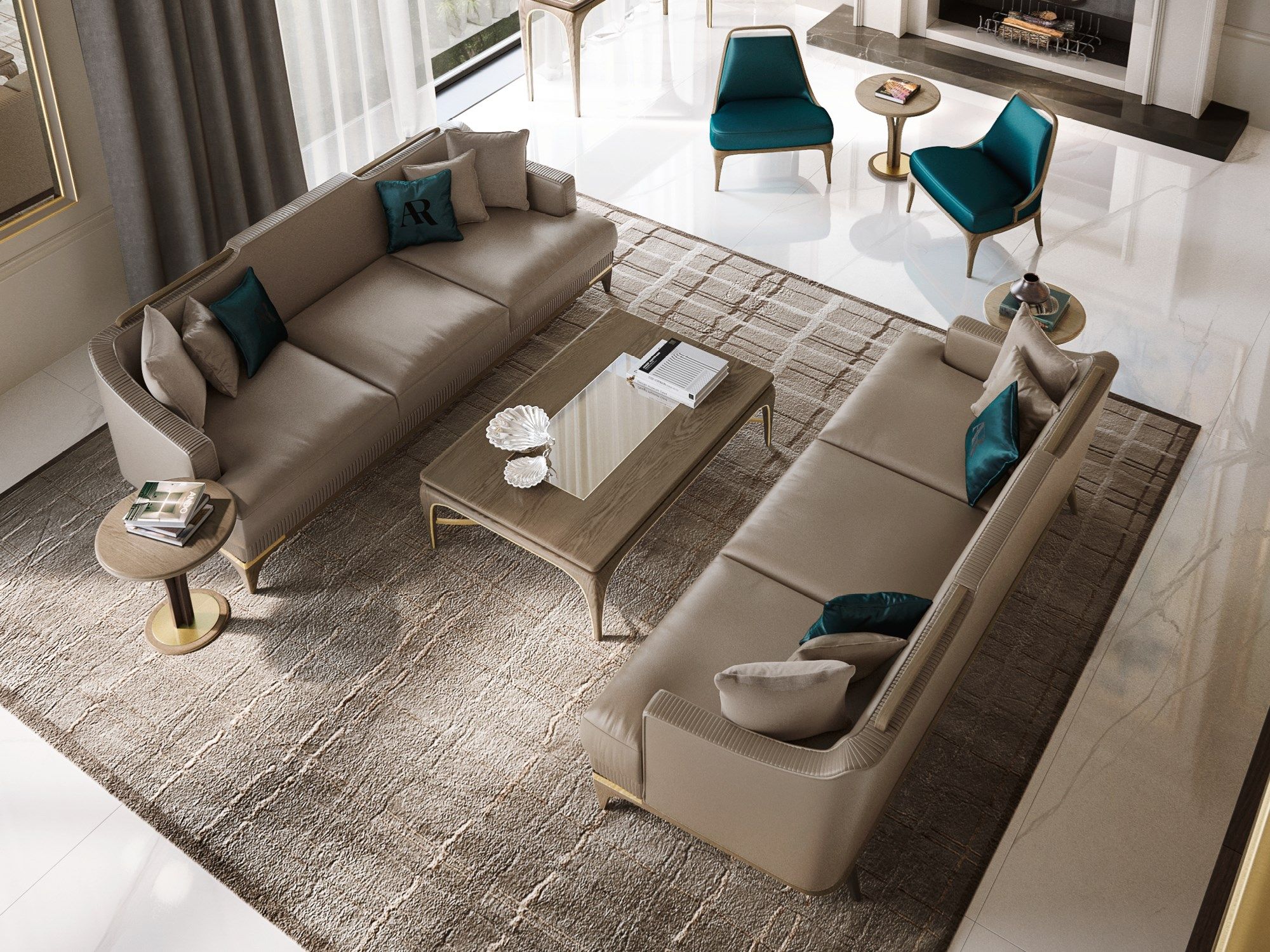 Квадратная однотонная подушка для дивана A.R. Arredamenti Александр ARCH-00111947 - Вид №2