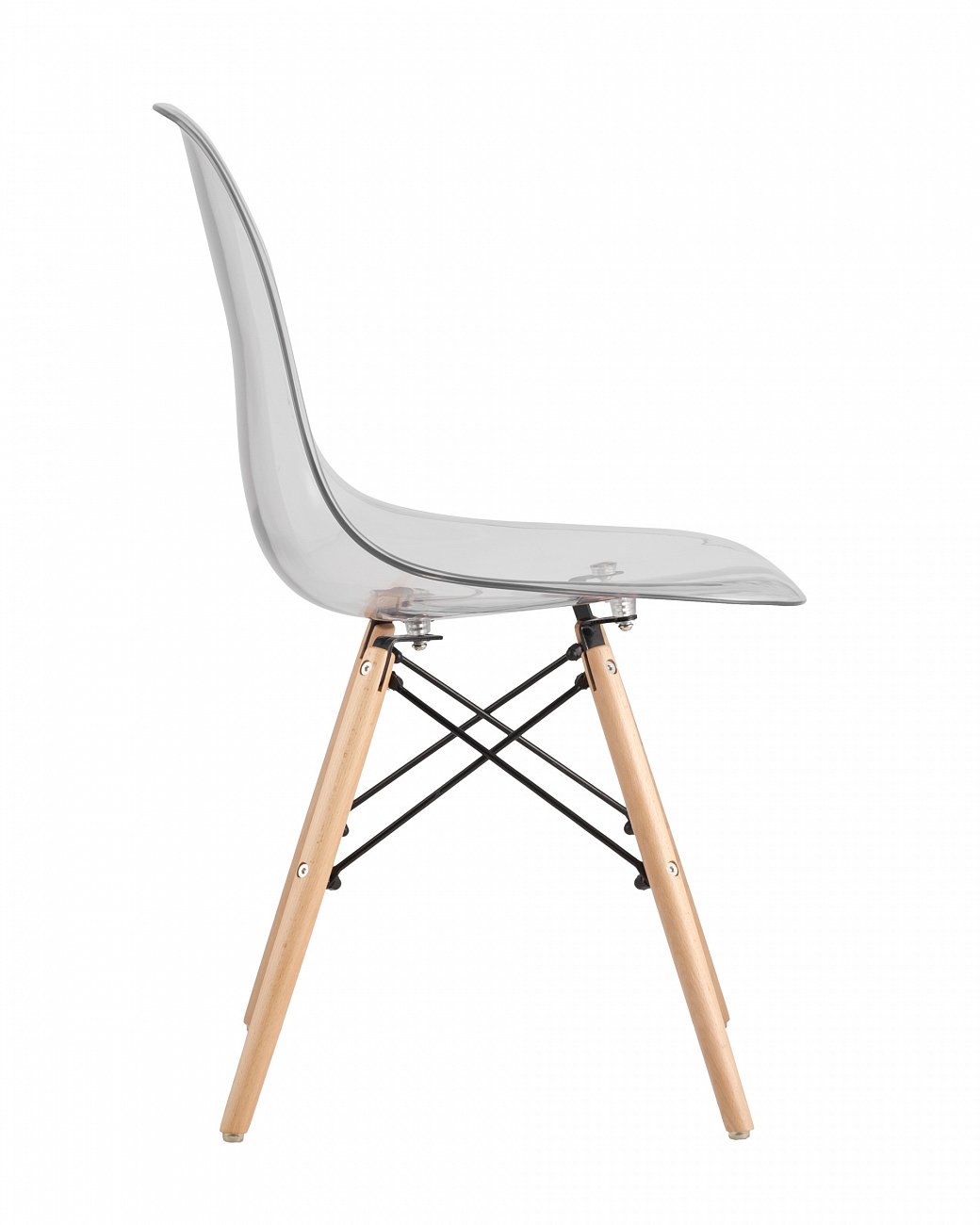 Стул со спинкой прозрачный с деревянными ножками Eames Clear EAMES ДИЗАЙНЕРСКИЕ, EAMES DSW 00-3882027 Прозрачный  - Вид №1