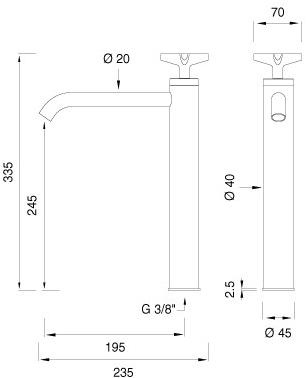 Ceadesign Гидропрогрессивный смеситель для раковины на одно отверстие из нержавеющей стали Cross Crx 44 - Вид №1