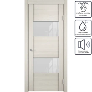 Дверь межкомнатная остеклённая с замком в комплекте Квадро 200x90 см ПВХ цвет шале капучино